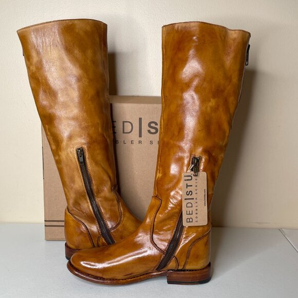 BED STU Tess Distressed Tan Leather Tall Riding Boots BedStu Size 8.5 - Picture 5 of 16